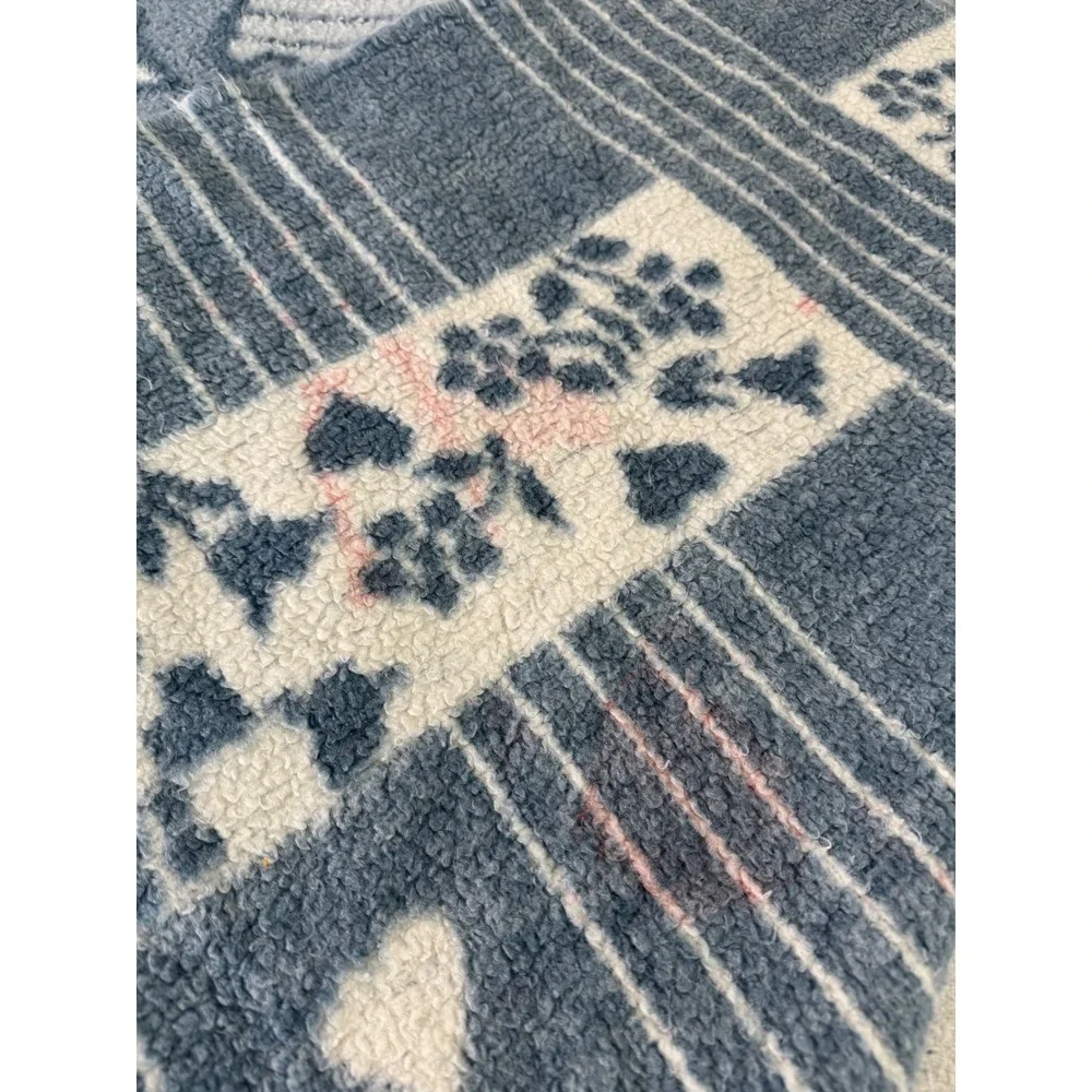 Vintage Ibena West Germany Goose Blanket Blue White Country Cottagecore 54x76